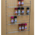 four tier back of door spice, jar & packet rack -chrome