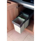 Pull-out waste bin, 28 ltr, plastic, light grey with dark grey lid