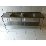 fmk51 2400 x 650 commercial catering double sink and double drainer on frame 