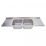 fmk 2400 x 650 catering double sink and drainer tops