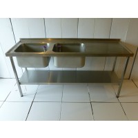 fmk45 1800 x 600 commercial catering double sink and Right drainer on frame