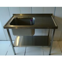 k42 1200 x 600 commercial catering single sink and drainer on frame drainer left hand 