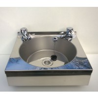 Hand wash sink and taps stainless steel wall mounted