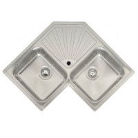 reginox rl211s double bowl corner sink-stainless steel