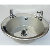 fin320r2th round inset basin 430mm diameter featuring two tap holes