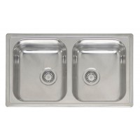 fmk htm64 inset Double Bowl stainless steel sink no overflow